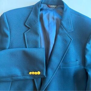 Hardwick Clothes Men's 46R‎ Navy Blue Sport Coat Gold 2 Button Blazer Visa USA